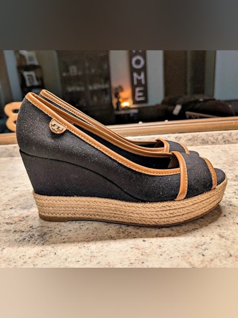 Tory Burch Majorca Espadrille Wedges in Black & Brown NWT